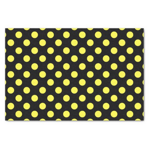 Yellow polka dots on black backgound tissue paper