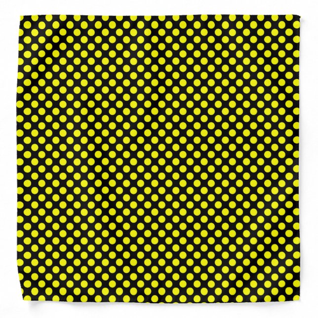 Yellow Polka Dots on Black Bandana (Front)