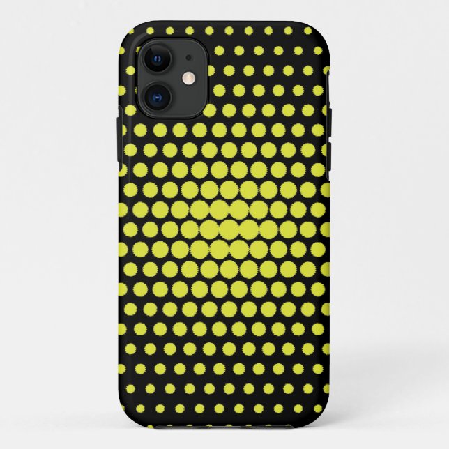 Yellow Polka Dots on Black Case-Mate iPhone Case (Back)