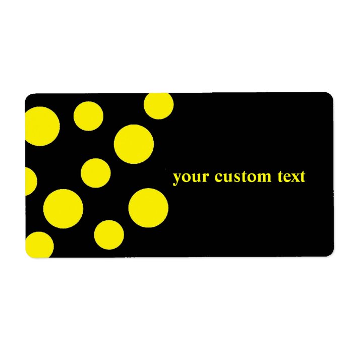 Yellow Polka Dots on Black Custom Shipping Label
