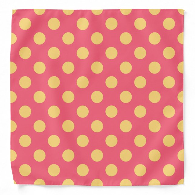 Yellow polka dots on coral bandana (Front)