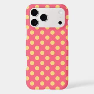 Yellow polka dots on coral iPhone 17 pro max case