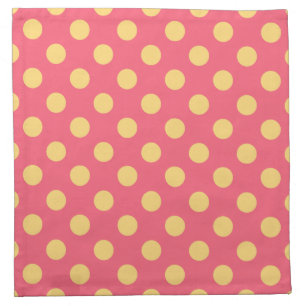 Yellow polka dots on coral cloth napkin