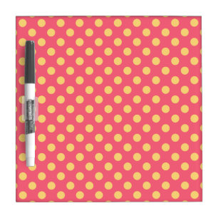 Yellow polka dots on coral dry erase board