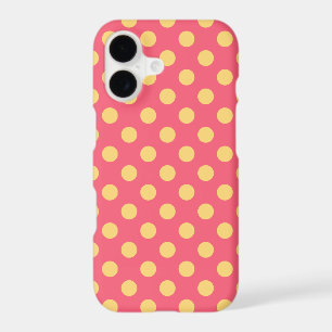 Yellow polka dots on coral iPhone 17 case