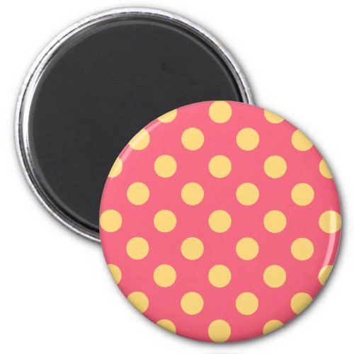 Yellow polka dots on coral magnet