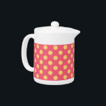 Yellow polka dots on coral teapot<br><div class="desc">Yellow polka dots on coral</div>