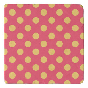 Yellow polka dots on coral trivet