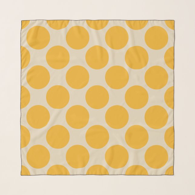 Yellow Polka Dots on Custom Cream Scarf (Front)