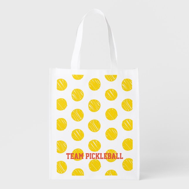 Yellow Polka Dots Orange Team Pickleball Tote  (Front)