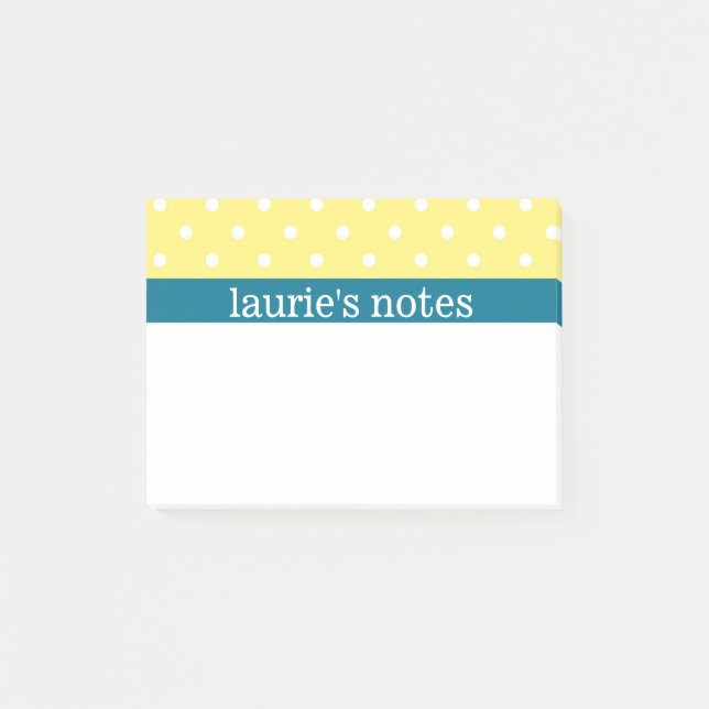 Yellow Polka Dots - Personalize Post-it Notes (Front)