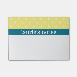 Yellow Polka Dots - Personalize Post-it Notes