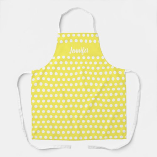 Yellow Polka Dots Personalized Baking Apron