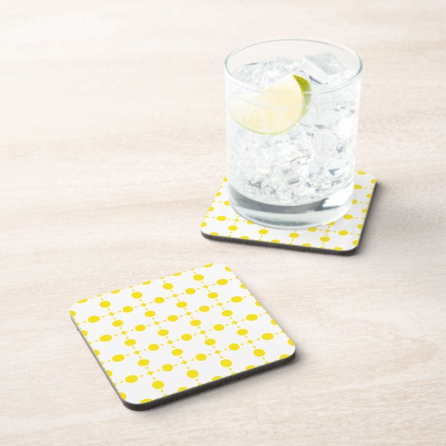 Yellow Polka Dots, Polka Dot Pattern, Dots, Dotted Beverage Coaster (Right Side)