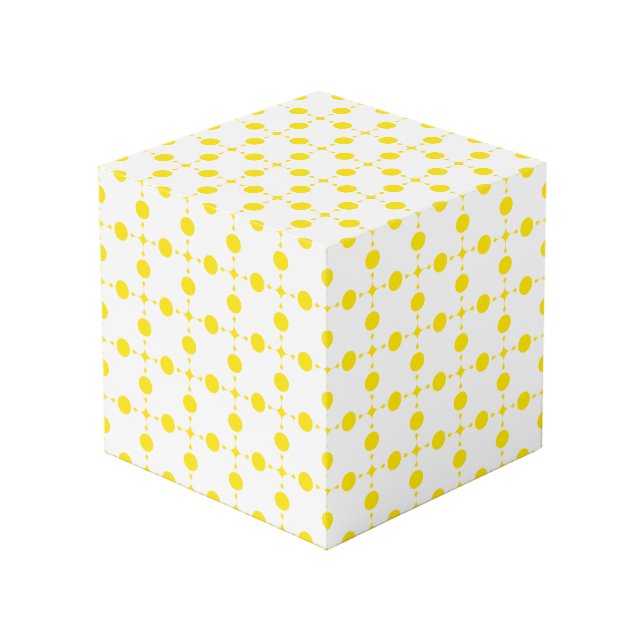 Yellow Polka Dots, Polka Dot Pattern, Dots, Dotted Cube (Front Angled)
