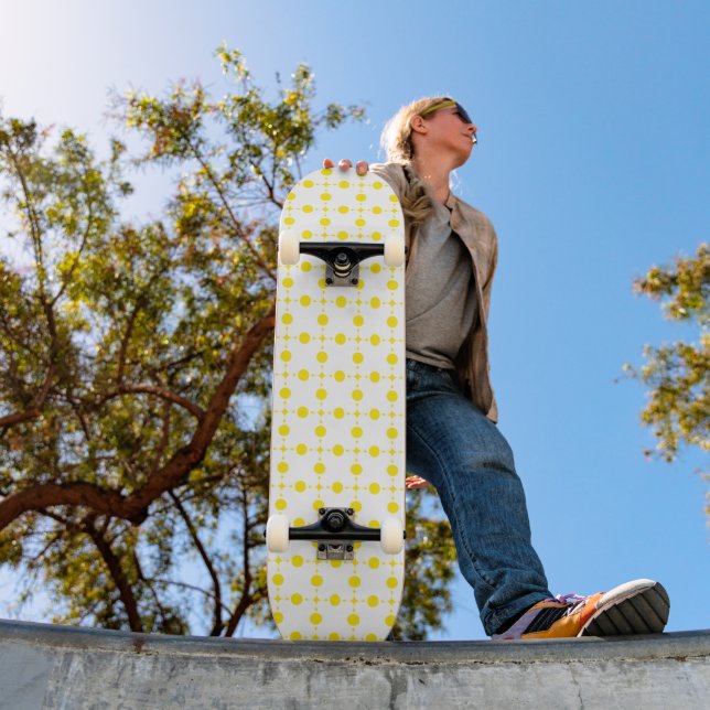 Yellow Polka Dots, Polka Dot Pattern, Dots, Dotted Skateboard (Outdoor 1)