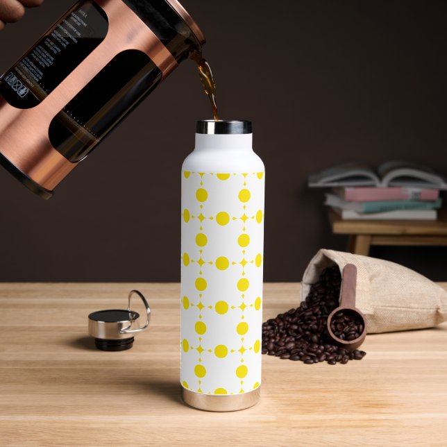 Yellow Polka Dots, Polka Dot Pattern, Dots, Dotted Water Bottle (Coffee)