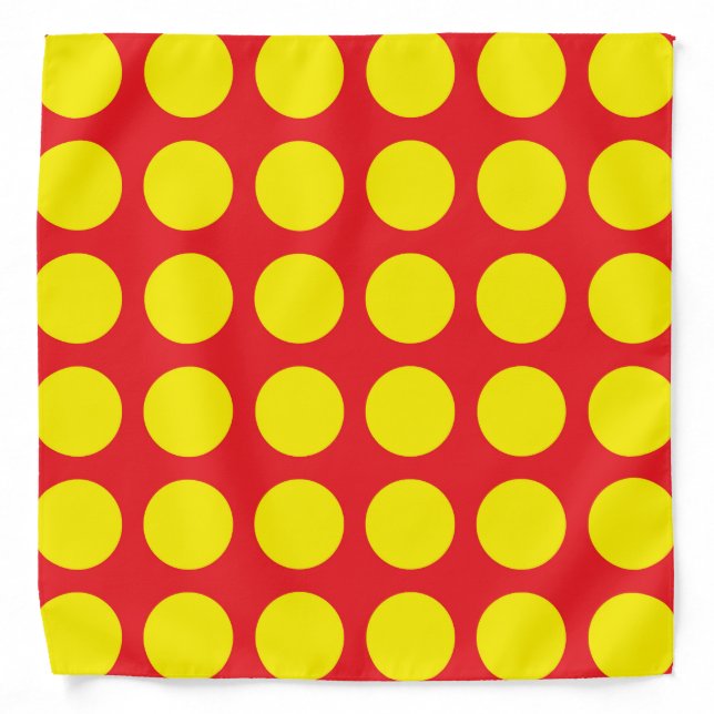 Yellow Polka Dots Red Bandana (Front)