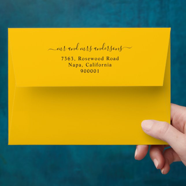 Yellow Polka Dots Return Address Matching Envelope (Hand)