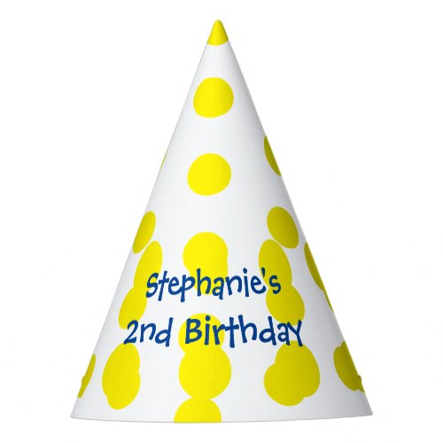 Yellow Polka Dots Scattered Monograms Birthday Party Hat