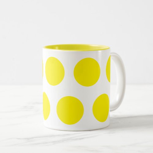 Yellow polka dots Two_Tone coffee mug