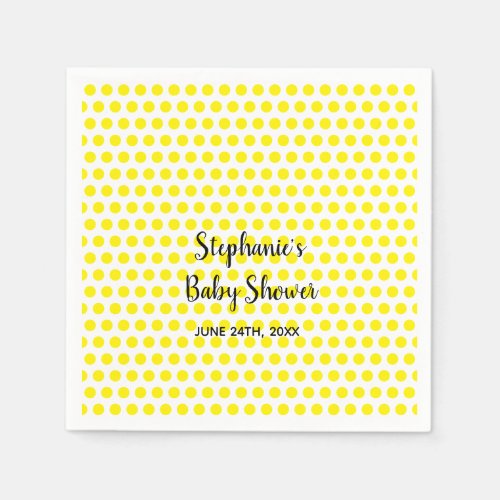 Yellow Polka Dots White Baby Shower Cute 2021 Napkins