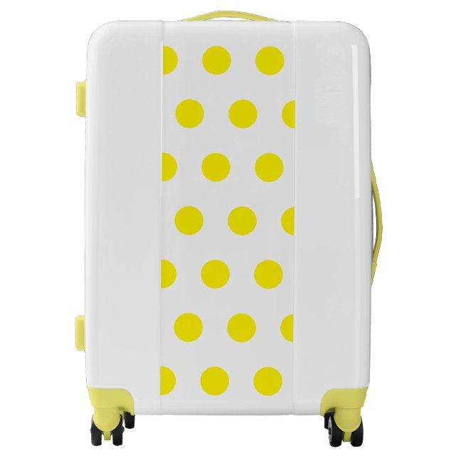 Yellow Polka Dots White Custom Colors Cute Pretty Luggage (Front)