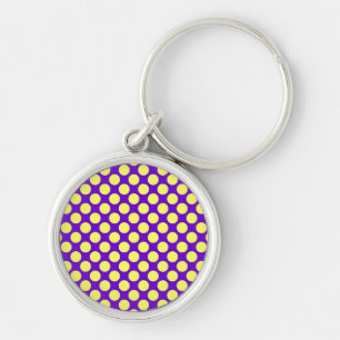 Yellow Polka Dots with Purple Background STaylor Keychain
