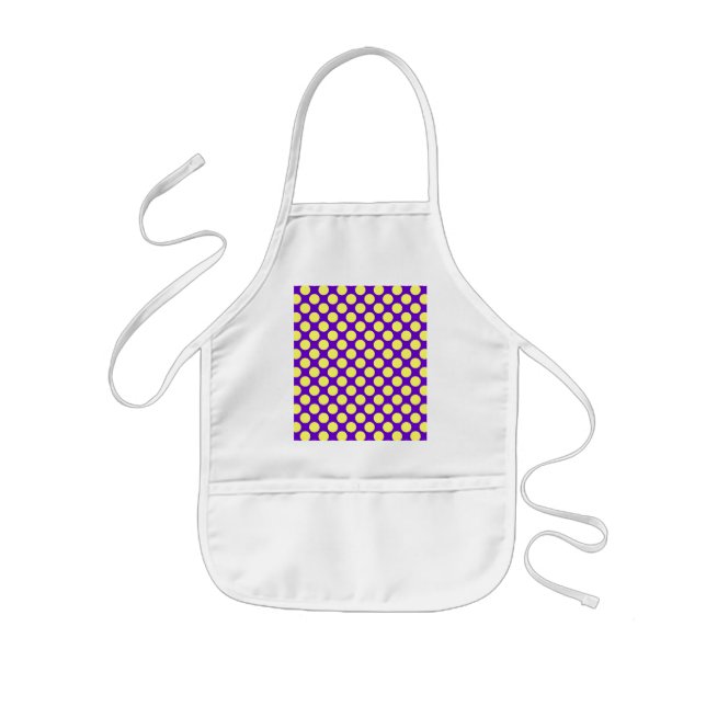 Yellow Polka Dots With Purple Background STaylor Kids' Apron (Front)