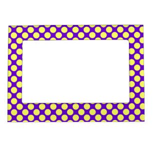 Yellow Polka Dots With Purple Background STaylor Magnetic Picture Frame