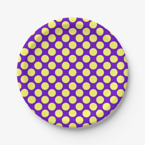 Yellow Polka Dots with Purple Background STaylor Paper Plates
