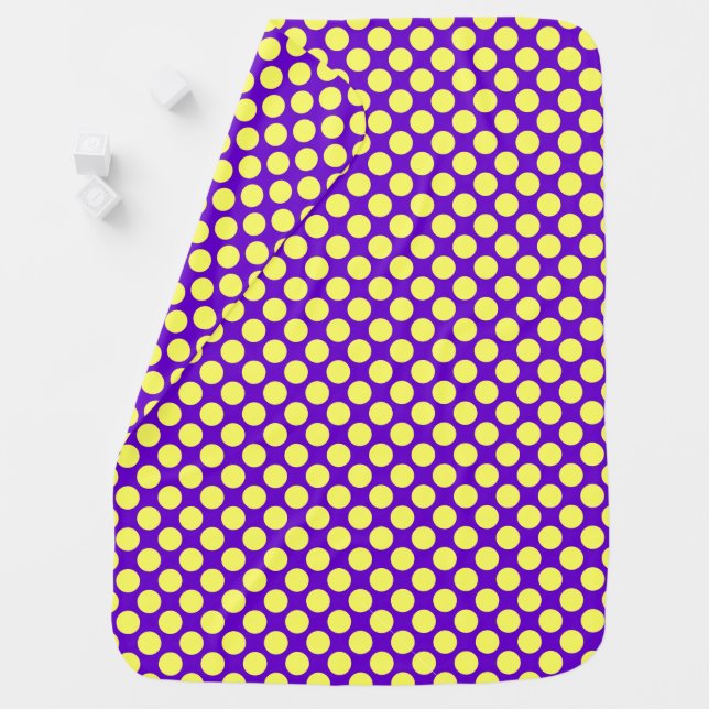 Yellow Polka Dots with Purple Background STaylor Stroller Blanket (In Situ)