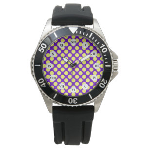 Yellow Polka Dots with Purple Background STaylor Watch