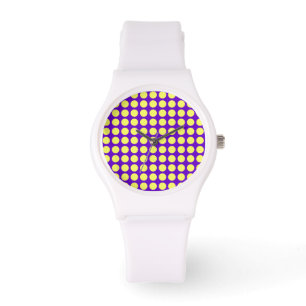 Yellow Polka Dots with Purple Background STaylor Watch