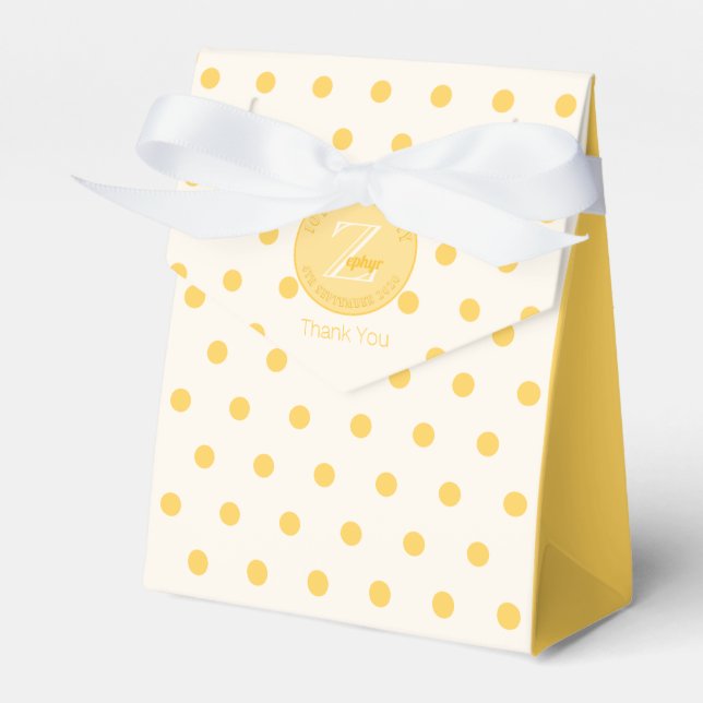 Yellow Polka Dots Yellowish White Favor Box (Front Side)