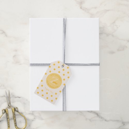 Yellow Polka Dots Yellowish White Gift Tag