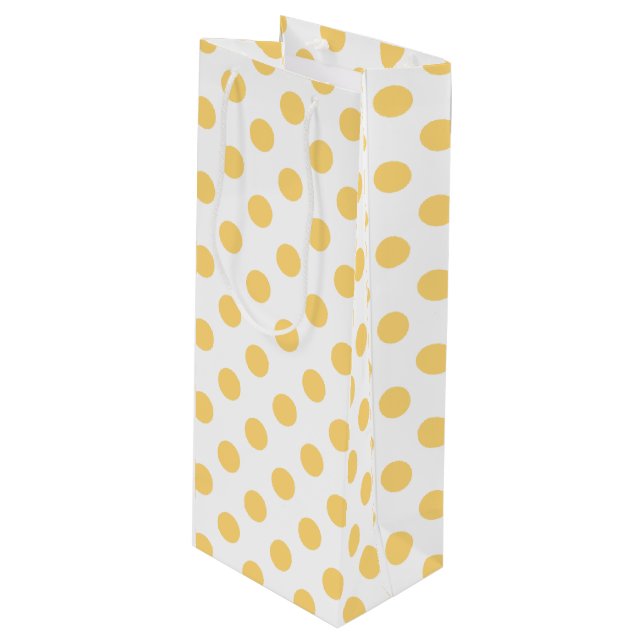Yellow polkadots wine gift bag (Front Angled)