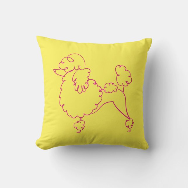 Yellow Poodle Doodle Throw Pillow (Front)