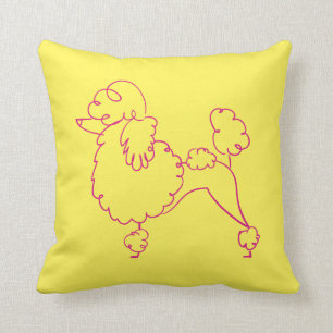 Yellow Poodle Doodle Throw Pillow