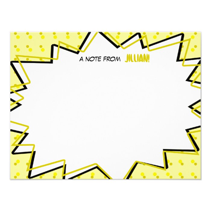 Yellow Pop Art Comic Book Inspired Flat Notecards Invite