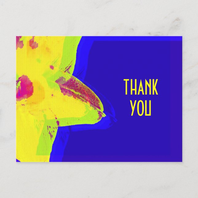 Yellow Pop Art Daffodil Thank You Postcard (Front)