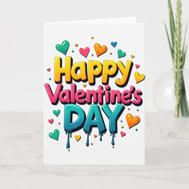 Yellow Pop Art Valentines Day Card (Front)