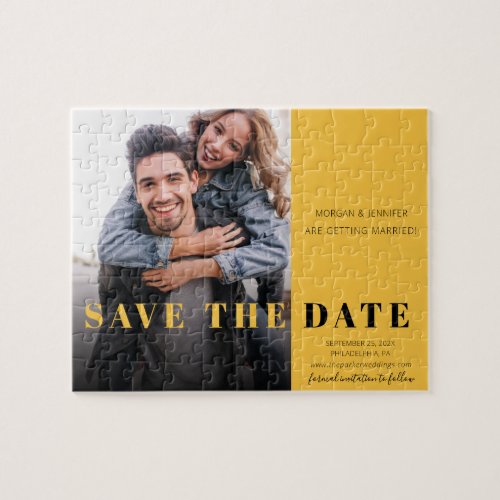 Yellow Pop Save the Date  Jigsaw Puzzle