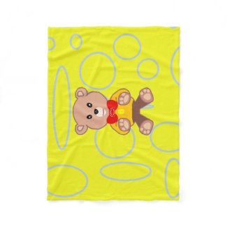 Yellow Popcorn Anime Teddy Bear Fleece Blanket