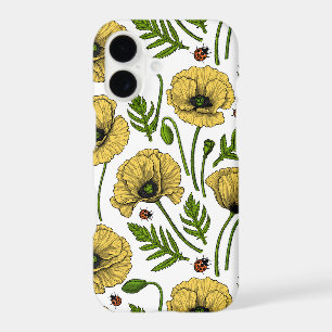 Yellow poppies and ladybugs iPhone 17 case