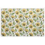 Yellow poppies and ladybugs fabric