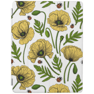 Yellow poppies and ladybugs iPad smart cover