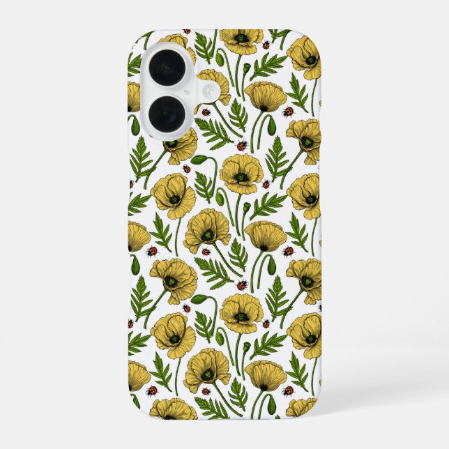 Yellow poppies and ladybugs iPhone case (Back)