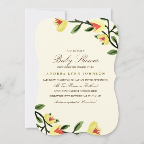 Yellow Poppies Baby Shower Invitation