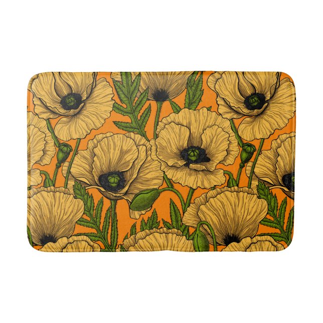Yellow poppies bath mat (Front)